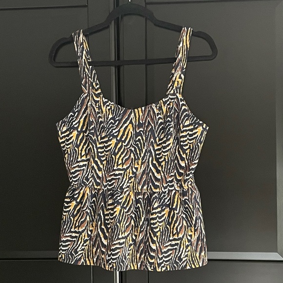 Like New Anthropologie Striped Zebra Peplum Tank 🦓 M - Picture 2 of 10